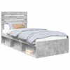 vidaXL Bettrahmen mit Kopfteil Beton 90 x 200 cm Massives Kiefernholz