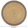 vidaXL Teppich Handgefertigt Jute mit Grauem Rand 150 cm