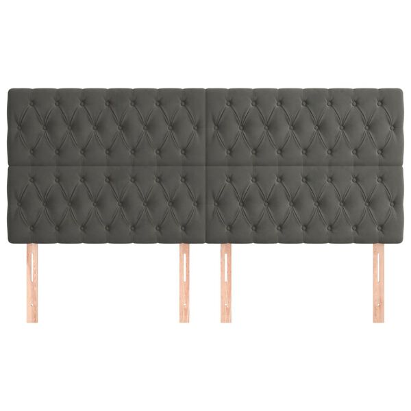 vidaXL Kopfteil Dunkelgrau 200 x 7 x 118/128 cm Samt