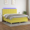 vidaXL Boxspringbett mit Matratze & LED Gr&uuml;n 160x200 cm Stoff