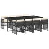 vidaXL 9-tlg. Garten-Essgruppe mit Kissen Schwarz Poly Rattan