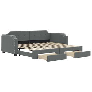 vidaXL Tagesbett Ausziehbar mit Schubladen Dunkelgrau 100x200 cm Stoff