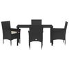 vidaXL Garten Essgruppe mit Kissen 5 pcs Schwarz Poly-Rattan