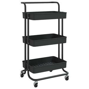 vidaXL K&uuml;chenwagen 3 Etagen Schwarz 42x35x85 cm Eisen und ABS