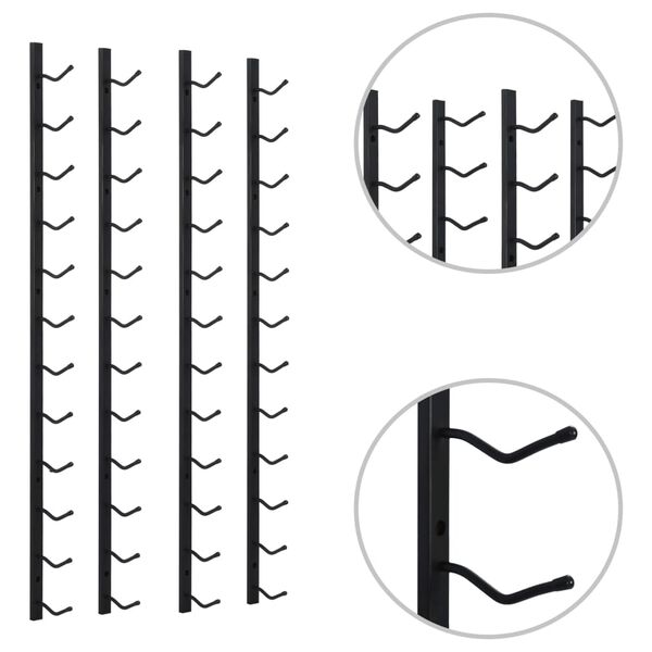 vidaXL Wand-Weinregale f&uuml;r 12 Flaschen 2 Stk. Schwarz Eisen