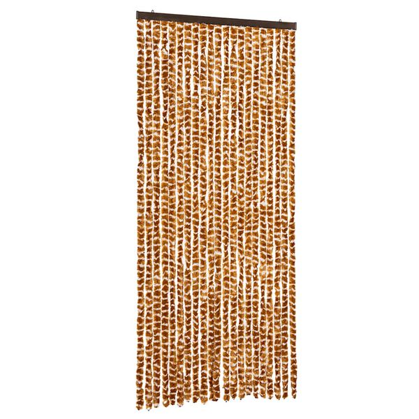 vidaXL Fliegenvorhang Ocker und Wei&szlig; 90x200 cm Chenille