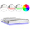 vidaXL Massivholzbett mit LEDs Wei&szlig; 135x190 cm