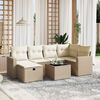 vidaXL 7-tlg. Garten-Sofagarnitur mit Kissen Beige Poly Rattan