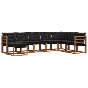 vidaXL Outdoor-Sofagarnitur mit Kissen 8 pcs Nat&uuml;rlich und Schwarz