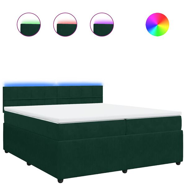 vidaXL Boxspringbett mit Matratze Dunkelgr&uuml;n 200x200 cm Samt
