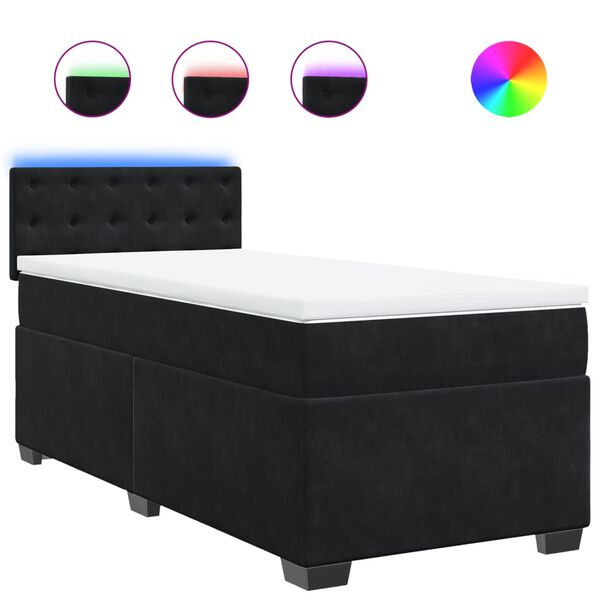 vidaXL Boxspringbett mit Matratze Schwarz 90x200 cm Samt