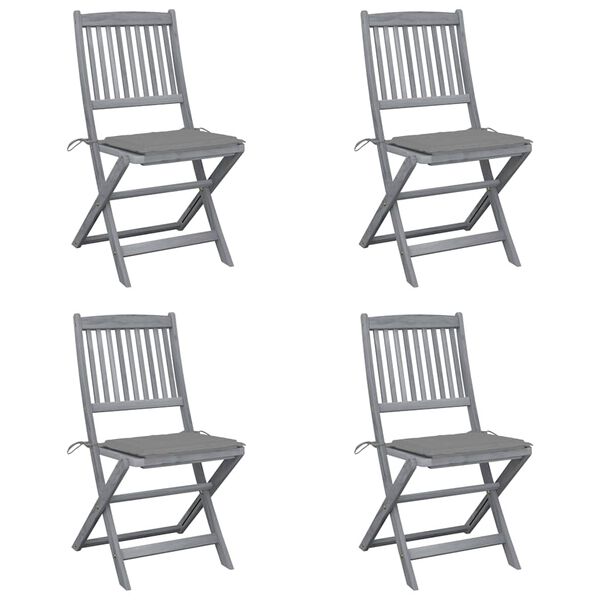 vidaXL Klappbare Gartenst&uuml;hle 4 Stk. mit Kissen Massivholz Akazie