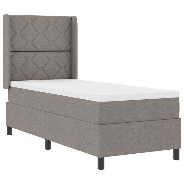 vidaXL Boxspringbett mit Matratze mit Kopfteil Taupe 80 x 200 cm Stoff