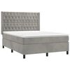 vidaXL Boxspringbett mit Matratze & LED Hellgrau 140x200 cm Samt