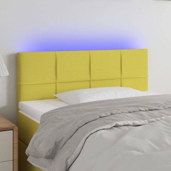 vidaXL LED Kopfteil Gr&uuml;n 90x5x78/88 cm Stoff