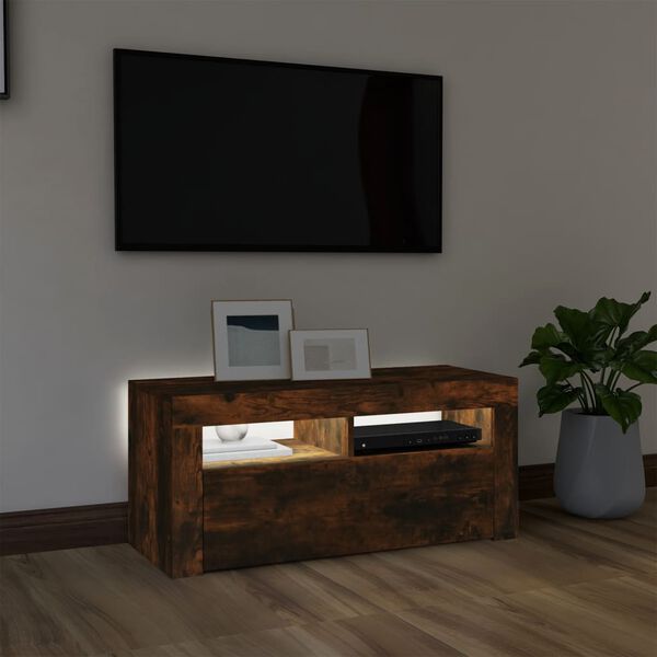 vidaXL TV-Schrank mit LED-Leuchten R&auml;uchereiche 90x35x40 cm