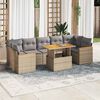 vidaXL 8-tlg. Garten-Sofagarnitur mit Kissen Beige Poly Rattan Akazie