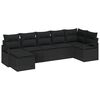 vidaXL Sofa Set mit Kissen 7 pcs Schwarz Poly Rattan