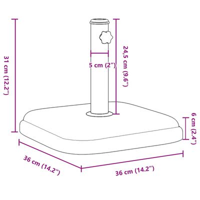 vidaXL Sonnenschirmständer Ø32/35/38 mm Mast 11 kg Quadratisch