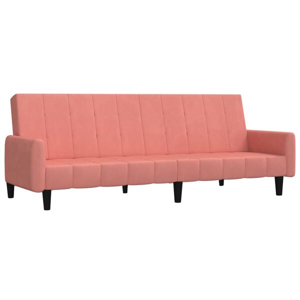 vidaXL Schlafsofa 2-Sitzer mit Hocker Rosa Samt