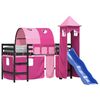 vidaXL Kinderhochbett mit Turm Rosa 90x190 cm Massivholz Kiefer