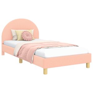 vidaXL Kinderbettgestell mit Kopfteil Rosa 90 x 200 cm Schafstoff