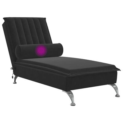 vidaXL Massage-Chaiselongue mit Nackenrolle Schwarz Samt