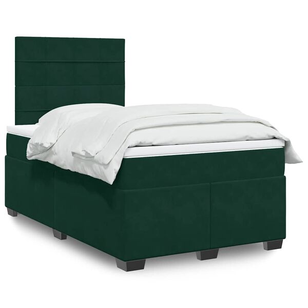 vidaXL Boxspringbett mit Matratze Dunkelgr&uuml;n 120x200 cm Samt