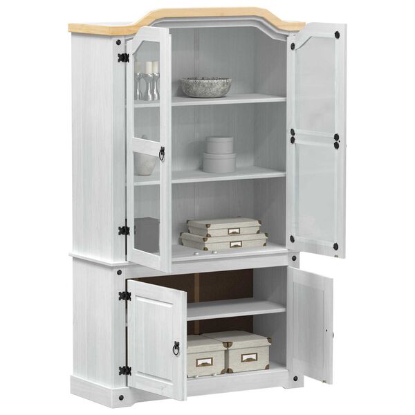 vidaXL Vitrine Wei&szlig; 103,5 x 42 x 180 cm Massives Kiefernholz