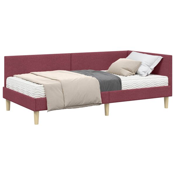 vidaXL Eckbettgestell mit Matratze Sonstiges 2 pcs Grau Stoff
