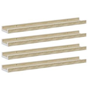 vidaXL Wandregale 4 Stk. Wei&szlig; und Sonoma-Eiche 60x9x3 cm