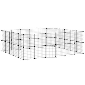 vidaXL 44-tlg. Haustierk&auml;fig mit T&uuml;r Schwarz 35x35 cm Stahl