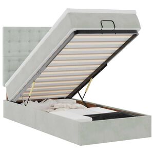 vidaXL Ottoman-Bett mit Matratzen Hellgrau 100x200 cm Samt