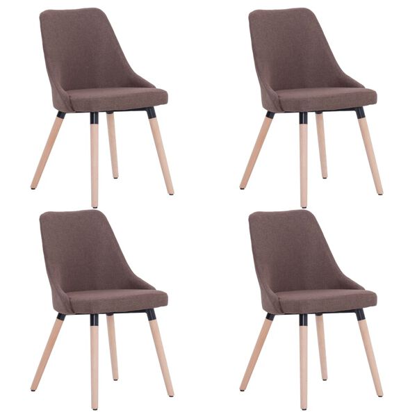 vidaXL Esszimmerst&uuml;hle 4 Stk. Braun Stoff