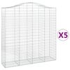 vidaXL Gabionen mit Hochbogen 5 Stk. 200x50x200/220cm Verzinktes Eisen