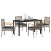 vidaXL Garten Essgruppe 5 pcs Grau Poly-Rattan