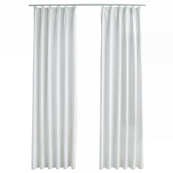 vidaXL Verdunkelungsvorh&auml;nge mit Haken 2 Stk. Grauwei&szlig; 140x225 cm