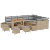 vidaXL Garten-Sofa-Set mit Speicher 13 pcs Beige Poly Rattan