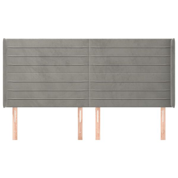 vidaXL Kopfteil mit Ohren Hellgrau 163x16x118/128 cm Samt