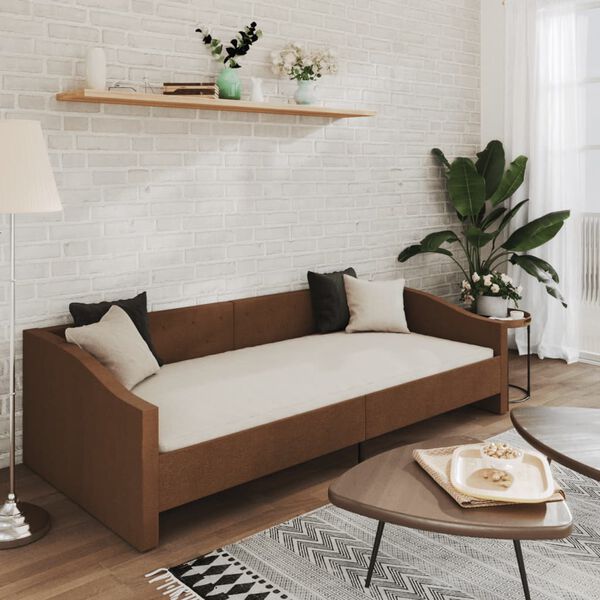 vidaXL Tagesbett mit Matratze USB Braun Stoff 90x200 cm
