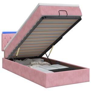 vidaXL Ottoman-Bett mit Matratze und LED Rosa 80 x 200 cm Samt