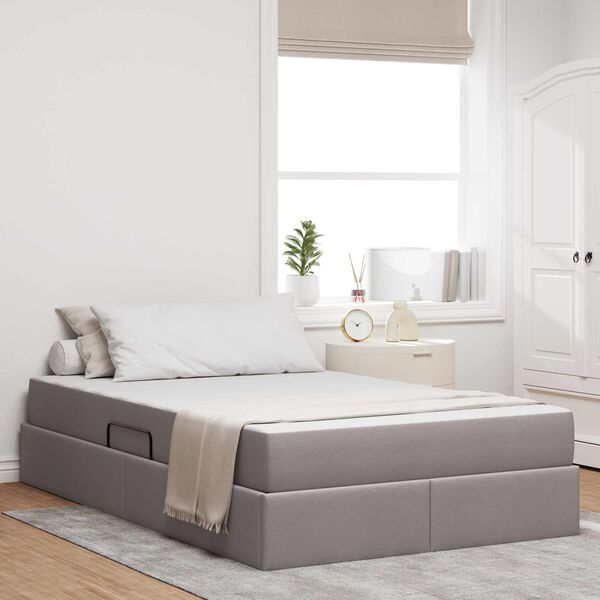 vidaXL Aufbewahrungsbett mit Matratze Taupe 120 x 190 cm Polyester