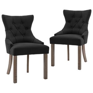 vidaXL Esszimmerst&uuml;hle 2 Stk. Schwarz Stoff