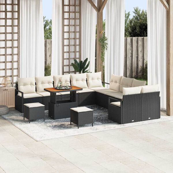 vidaXL Garten-Sofa-Set 13 pcs Schwarz und Creme 90 x 55 x 71 cm