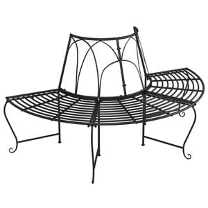 vidaXL Baumbank Halbrund &Oslash;159 cm Schwarz Stahl