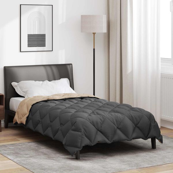 vidaXL Winterbettdecke Anthrazit und Taupe 200 x 155 cm Mikrofaser