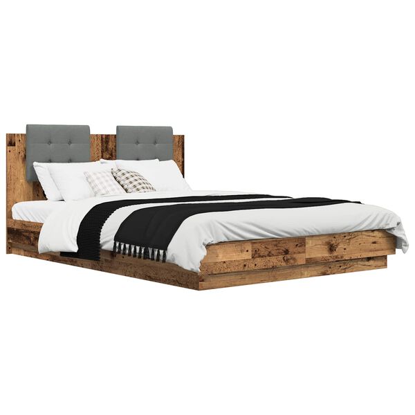 vidaXL Bettgestell mit Kopfteil Altholz 120 x 200 cm Holzwerkstoff