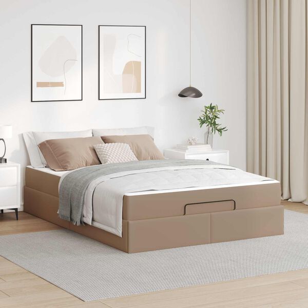 vidaXL Bettgestell mit Matratze mit Matratze 2 pcs Hellbraun PVC