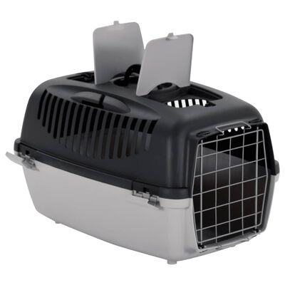 vidaXL Transportbox für Haustiere Grau und Schwarz 61x40x38 cm PP