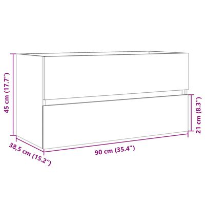 vidaXL Waschbeckenunterschrank Sonoma-Eiche 90x38,5x45cm Holzwerkstoff